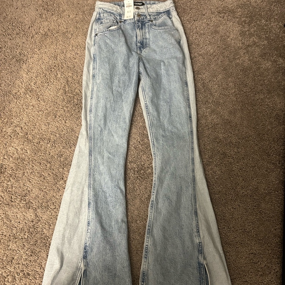 Women's 2 tone Light Blue Flared Jeans